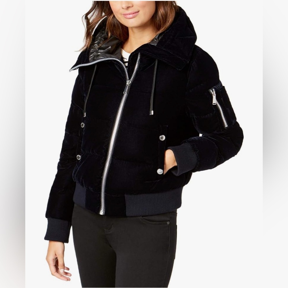BCBGeneration Women's Velvet Hooded Bomber Coat Jacket $249 - Picture 4 of 16